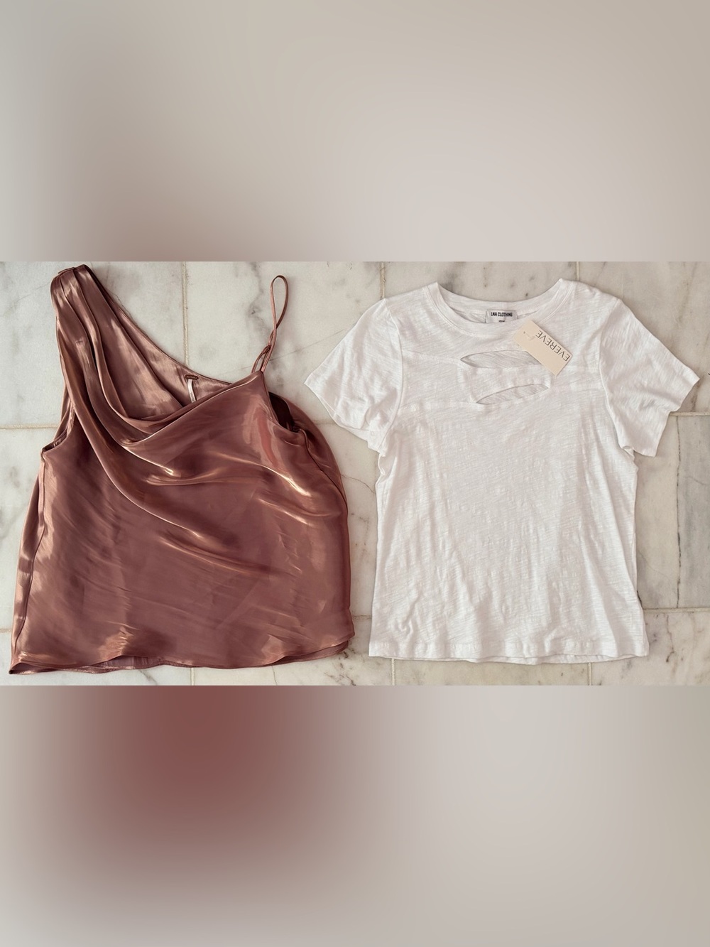 Women’s Sz Medium Free People Shimmy One Shoulder Top & LNA Clothing White Top